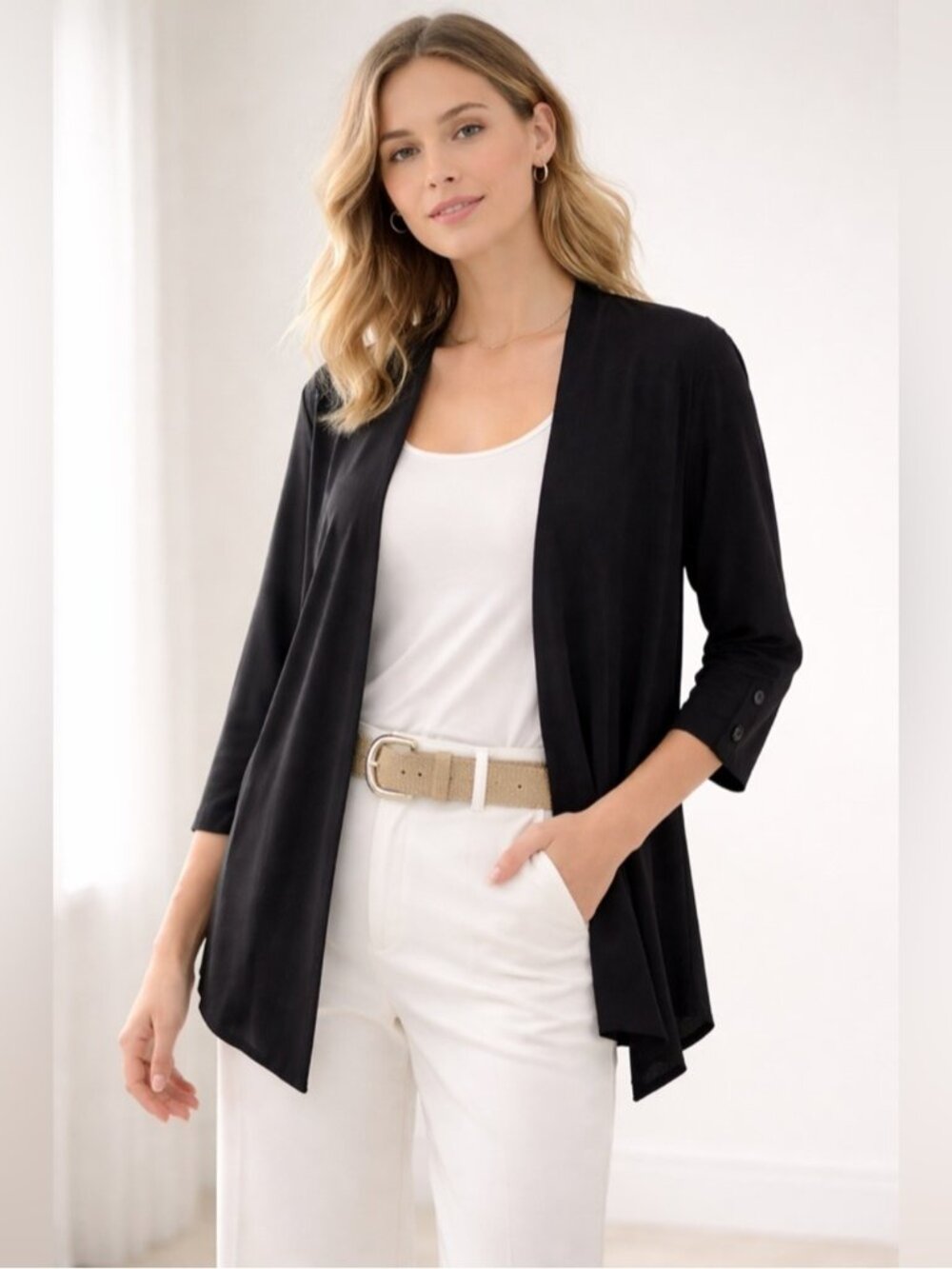 Reitmans Black Bolero Shrug Cover-up Stretch 3/4 Sleeves Size 3X